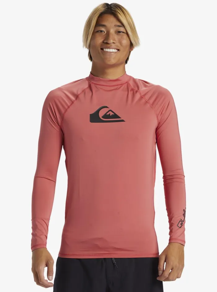 Quiksilver All Time Long Sleeve UPF 50 Rashguard Mineral Red Mens Rashguards