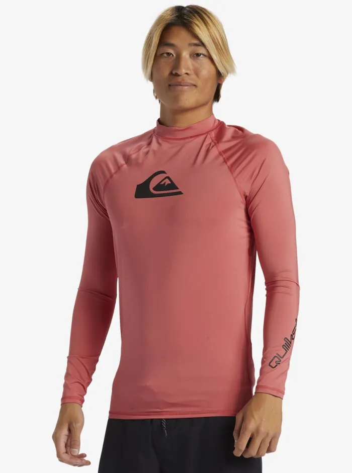 Quiksilver All Time Long Sleeve UPF 50 Rashguard Mineral Red Mens Rashguards