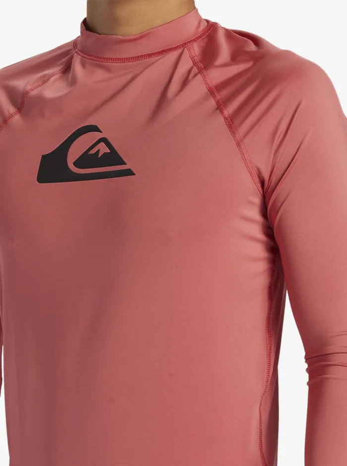 Quiksilver All Time Long Sleeve UPF 50 Rashguard Mineral Red Mens Rashguards
