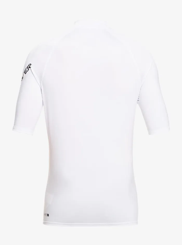Quiksilver All Time Short Sleeve UPF 50 Rashguard White Mens Rashguards Quiksilver All Time Short Sleeve UPF 50 Rashguard White Mens Rashguards