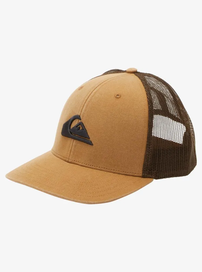 Quiksilver Grounder Trucker Hat Bone Brown Mens Hats