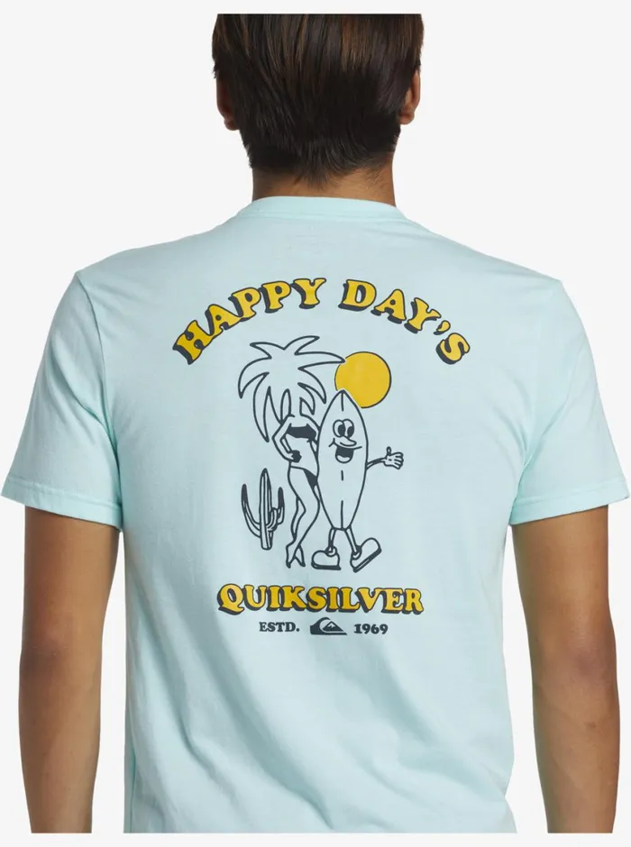 Quiksilver Happy Days Mod TShirt Beach Glass Heather Mens Tees Quiksilver Happy Days Mod TShirt Beach Glass Heather Mens Tees