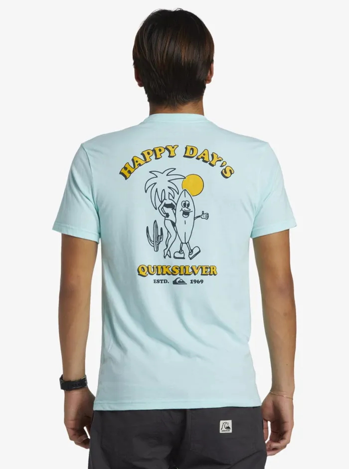 Quiksilver Happy Days Mod TShirt Beach Glass Heather Mens Tees Quiksilver Happy Days Mod TShirt Beach Glass Heather Mens Tees