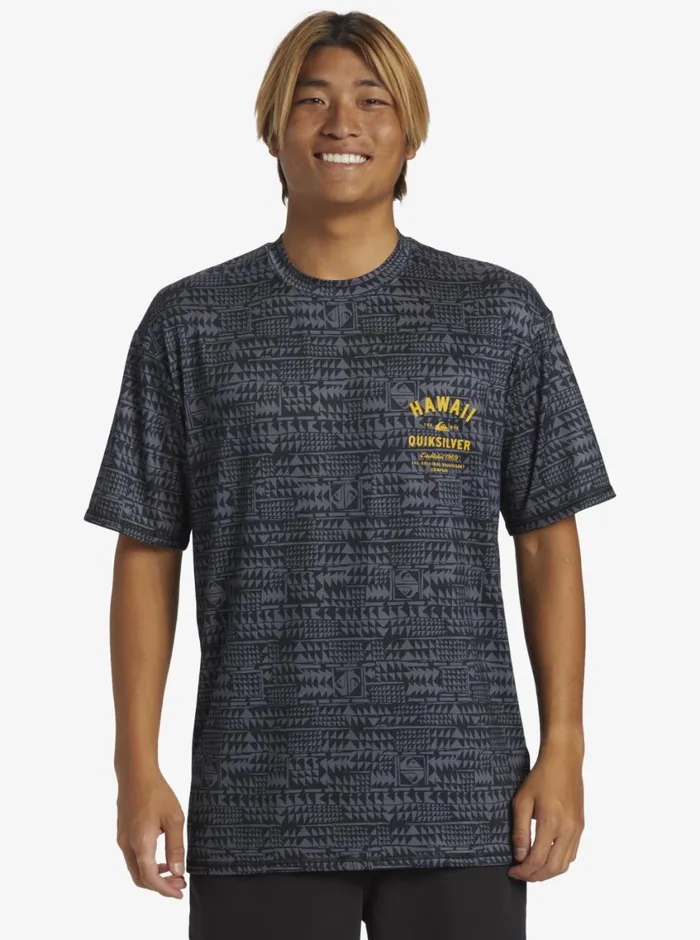 Quiksilver Hawaii Multiply Surf Tee Black Mens Rashguards Quiksilver Hawaii Multiply Surf Tee Black Mens Rashguards