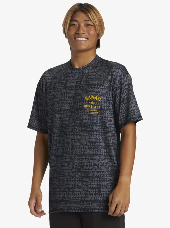 Quiksilver Hawaii Multiply Surf Tee Black Mens Rashguards Quiksilver Hawaii Multiply Surf Tee Black Mens Rashguards