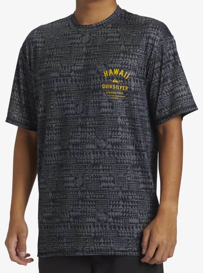 Quiksilver Hawaii Multiply Surf Tee Black Mens Rashguards Quiksilver Hawaii Multiply Surf Tee Black Mens Rashguards