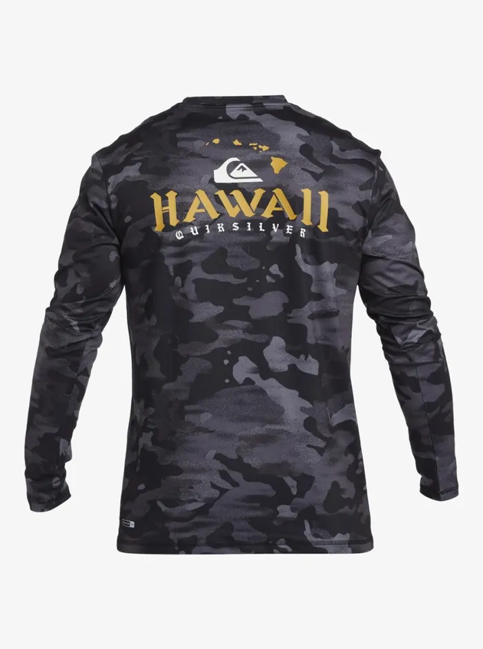 Quiksilver Hi Royalty Surf Long Sleeve UPF 50 Surf TShirt Hi Camo Black Mens Rashguards