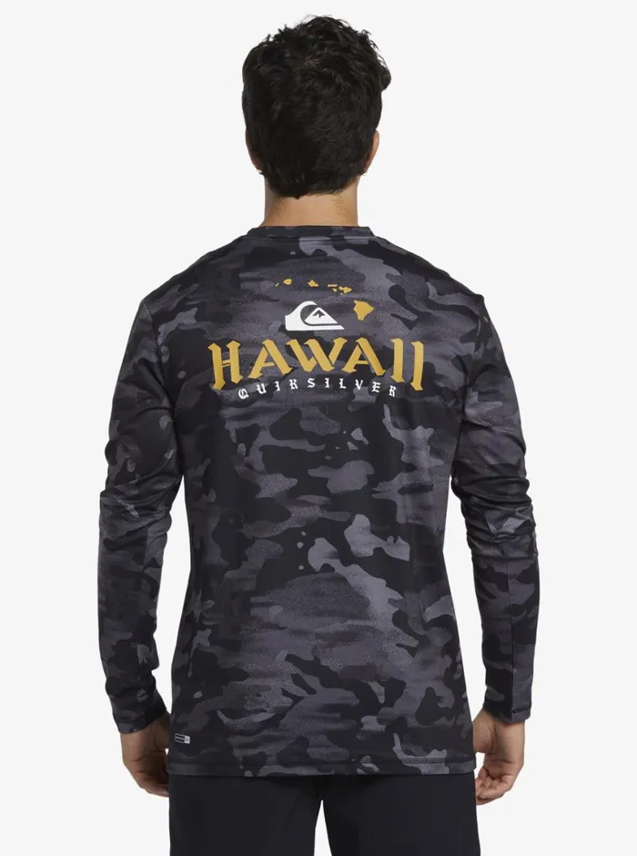 Quiksilver Hi Royalty Surf Long Sleeve UPF 50 Surf TShirt Hi Camo Black Mens Rashguards