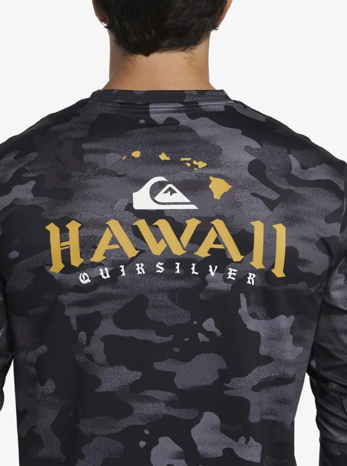 Quiksilver Hi Royalty Surf Long Sleeve UPF 50 Surf TShirt Hi Camo Black Mens Rashguards