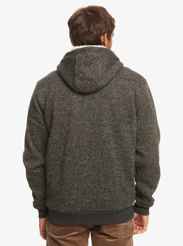 Quiksilver Keller Sherpa ZipUp Hoodie Dark Grey Heather Mens Sweatshirts and Hoodies