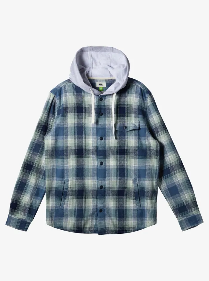 Quiksilver Kinloss Long Sleeve Hooded Shirt Iceberg Green Kinloss Mens Shirts and Polos Quiksilver Kinloss Long Sleeve Hooded Shirt Iceberg Green Kinloss Mens Shirts and Polos