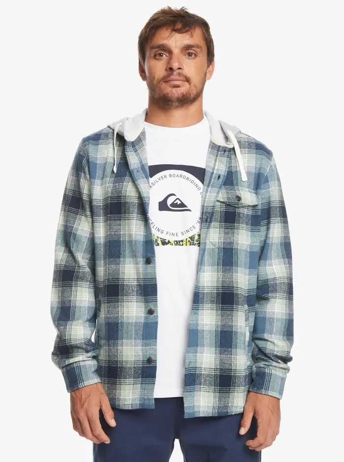 Quiksilver Kinloss Long Sleeve Hooded Shirt Iceberg Green Kinloss Mens Shirts and Polos Quiksilver Kinloss Long Sleeve Hooded Shirt Iceberg Green Kinloss Mens Shirts and Polos