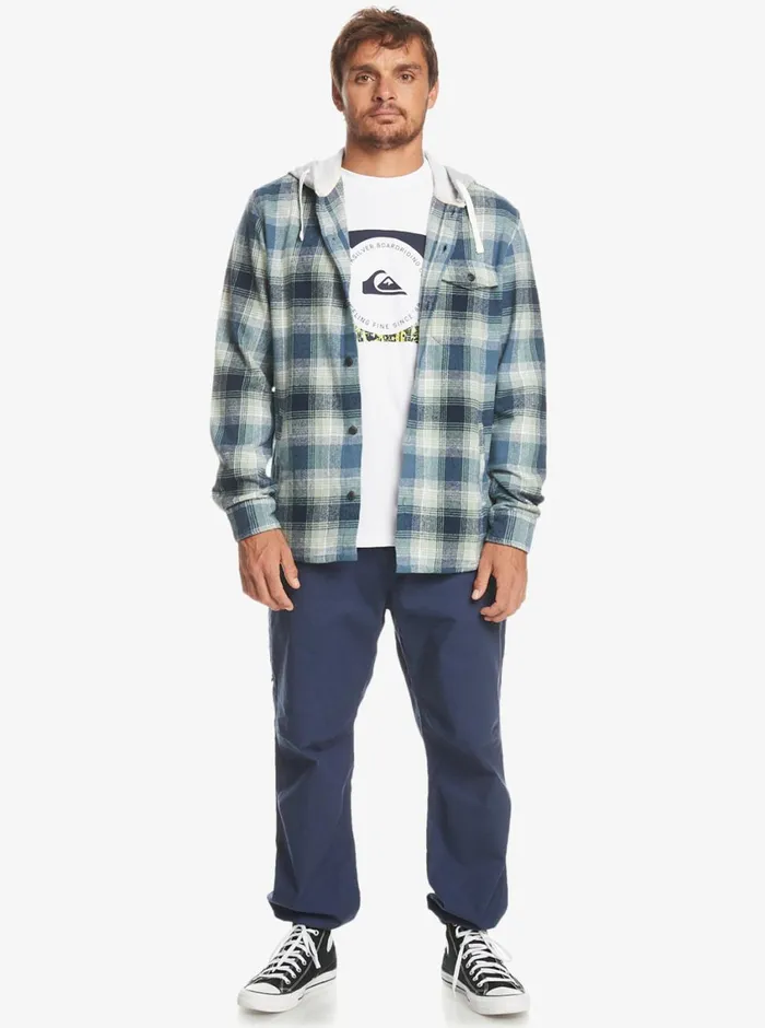 Quiksilver Kinloss Long Sleeve Hooded Shirt Iceberg Green Kinloss Mens Shirts and Polos Quiksilver Kinloss Long Sleeve Hooded Shirt Iceberg Green Kinloss Mens Shirts and Polos