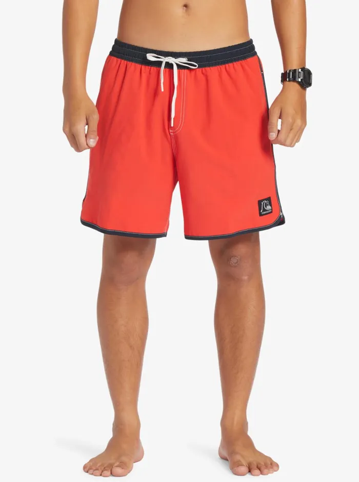 Quiksilver Original Scallop 17034 Volleys High Risk Red Mens Elastic Waist