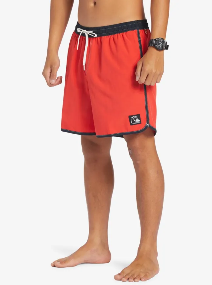 Quiksilver Original Scallop 17034 Volleys High Risk Red Mens Elastic Waist