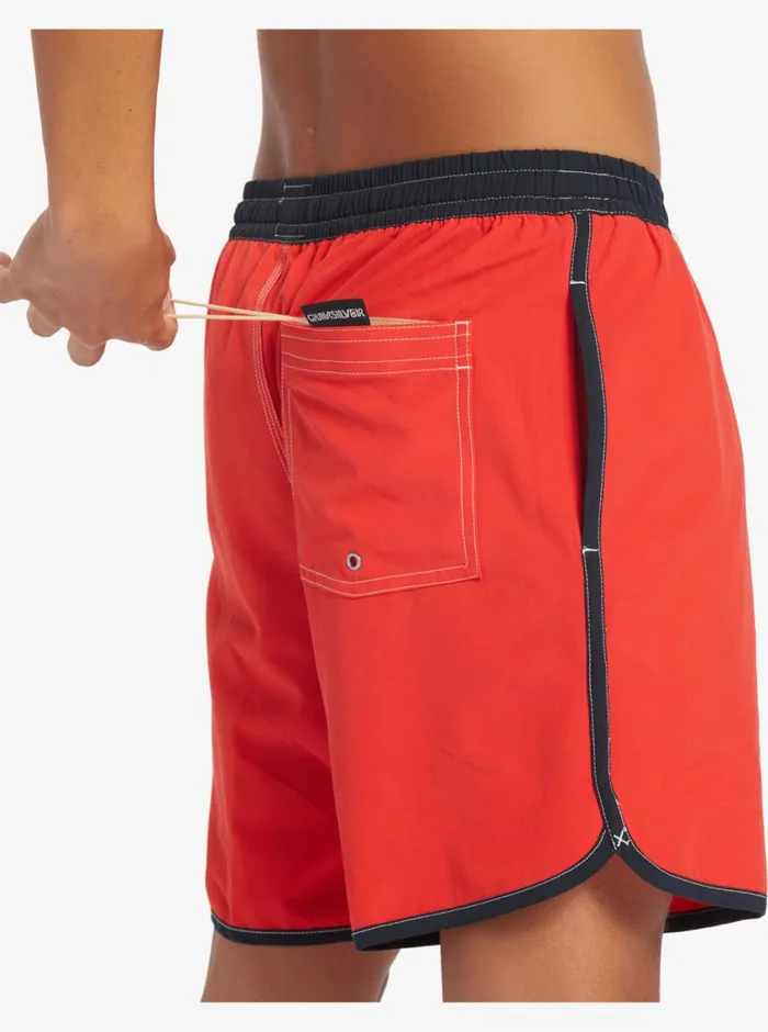 Quiksilver Original Scallop 17034 Volleys High Risk Red Mens Elastic Waist