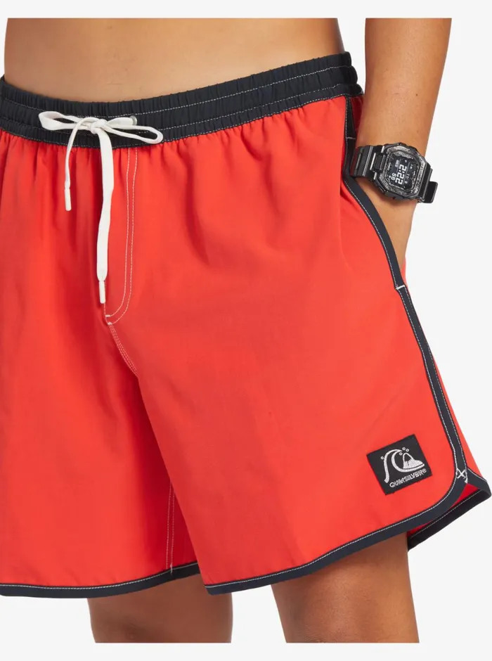 Quiksilver Original Scallop 17034 Volleys High Risk Red Mens Elastic Waist