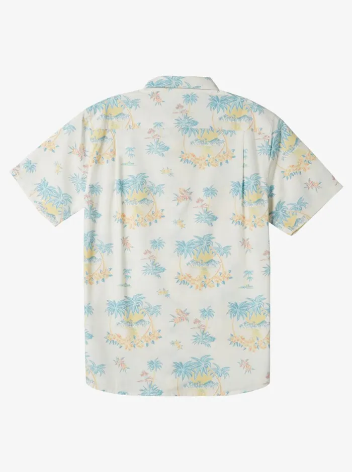 Quiksilver Palm Spritz Short Sleeve Woven Shirt Snow White Palm Spritz Mens Shirts and Polos Quiksilver Palm Spritz Short Sleeve Woven Shirt Snow White Palm Spritz Mens Shirts and Polos