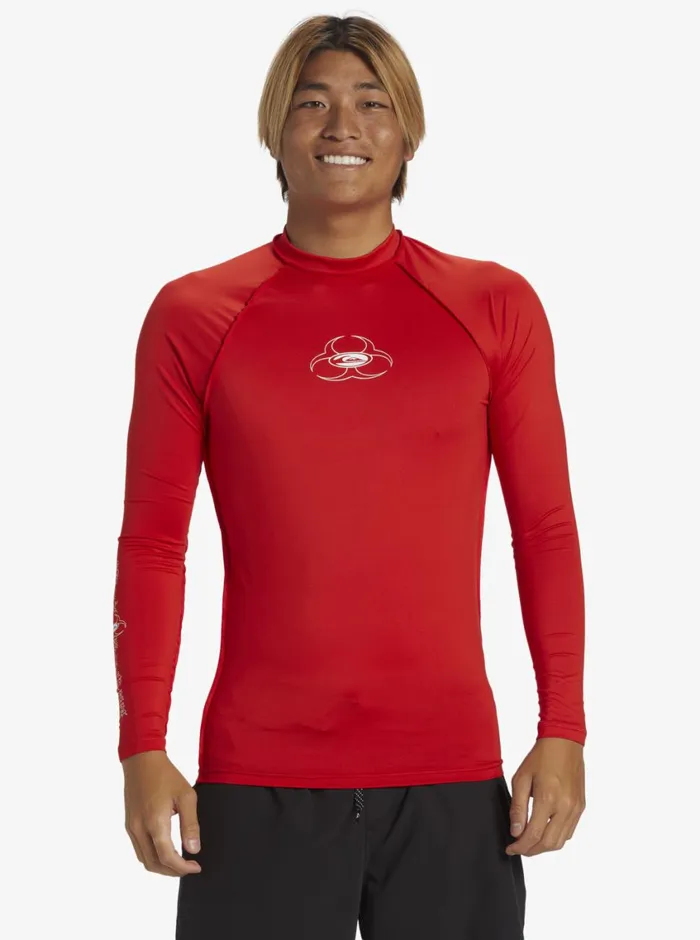 Quiksilver Saturn UPF50 Long Sleeve Surf Tee High Risk Red Mens Rashguards Quiksilver Saturn UPF50 Long Sleeve Surf Tee High Risk Red Mens Rashguards