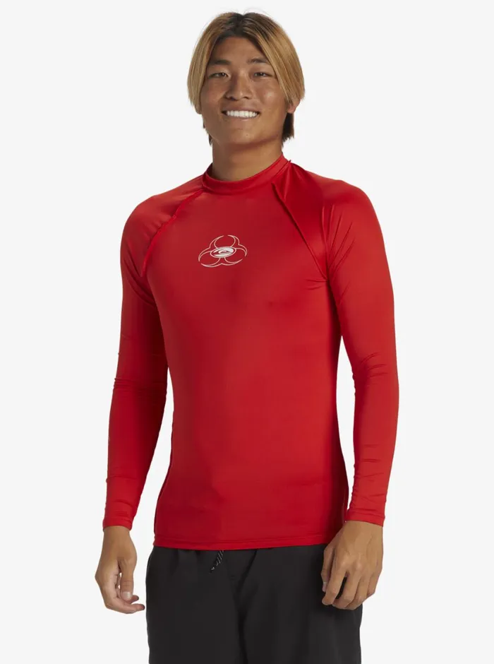 Quiksilver Saturn UPF50 Long Sleeve Surf Tee High Risk Red Mens Rashguards Quiksilver Saturn UPF50 Long Sleeve Surf Tee High Risk Red Mens Rashguards