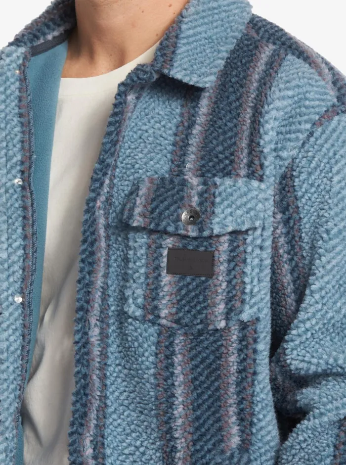 Quiksilver Sherpa Fleece Overshirt Aegean Blue Sherpa Shirt Mens Shirts and Polos