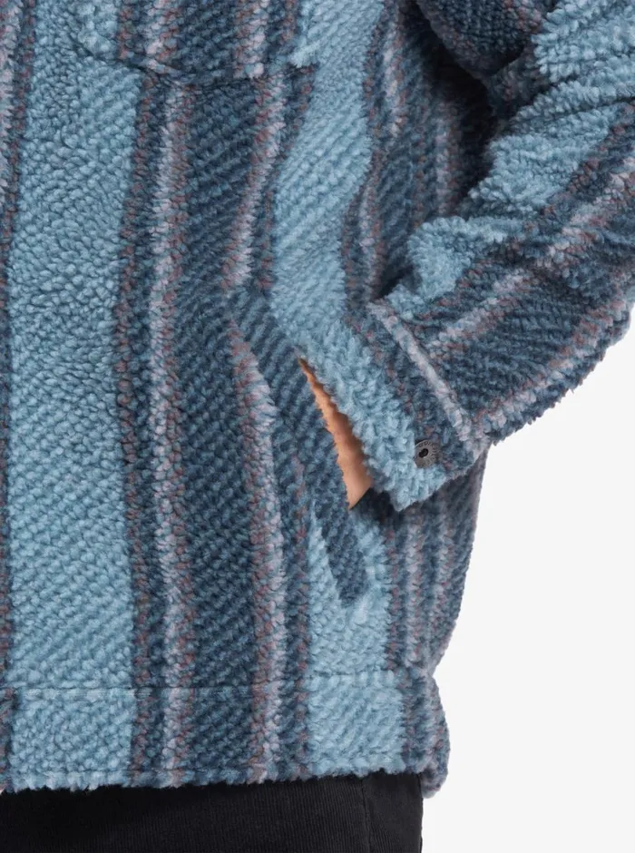 Quiksilver Sherpa Fleece Overshirt Aegean Blue Sherpa Shirt Mens Shirts and Polos