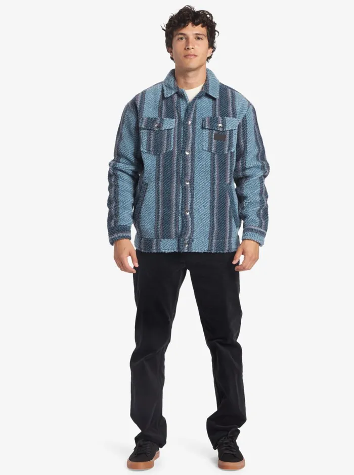 Quiksilver Sherpa Fleece Overshirt Aegean Blue Sherpa Shirt Mens Shirts and Polos