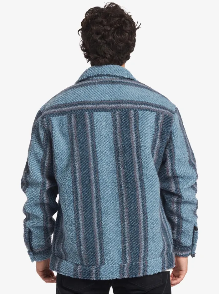 Quiksilver Sherpa Fleece Overshirt Aegean Blue Sherpa Shirt Mens Shirts and Polos