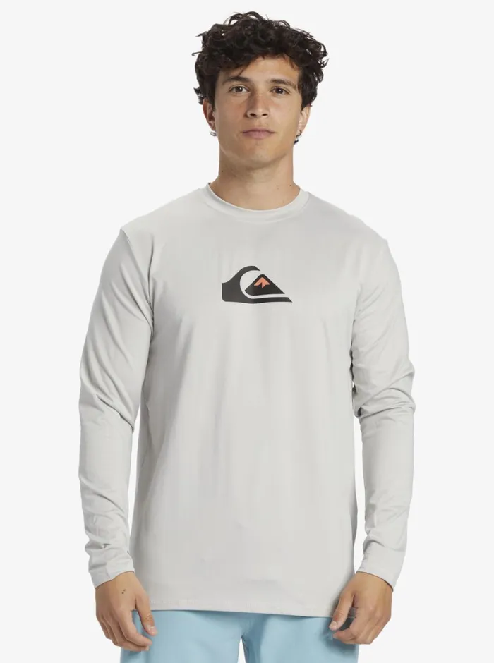 Quiksilver Solid Streak Long Sleeve UPF 50 Surf Tee Gray Violet Mens Rashguards