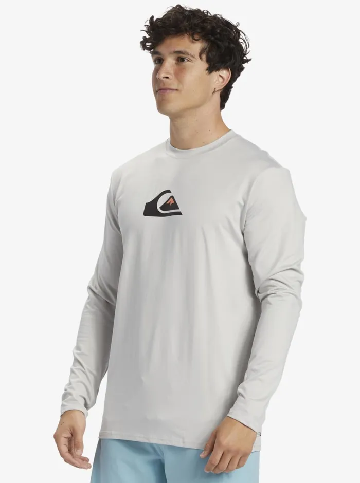 Quiksilver Solid Streak Long Sleeve UPF 50 Surf Tee Gray Violet Mens Rashguards