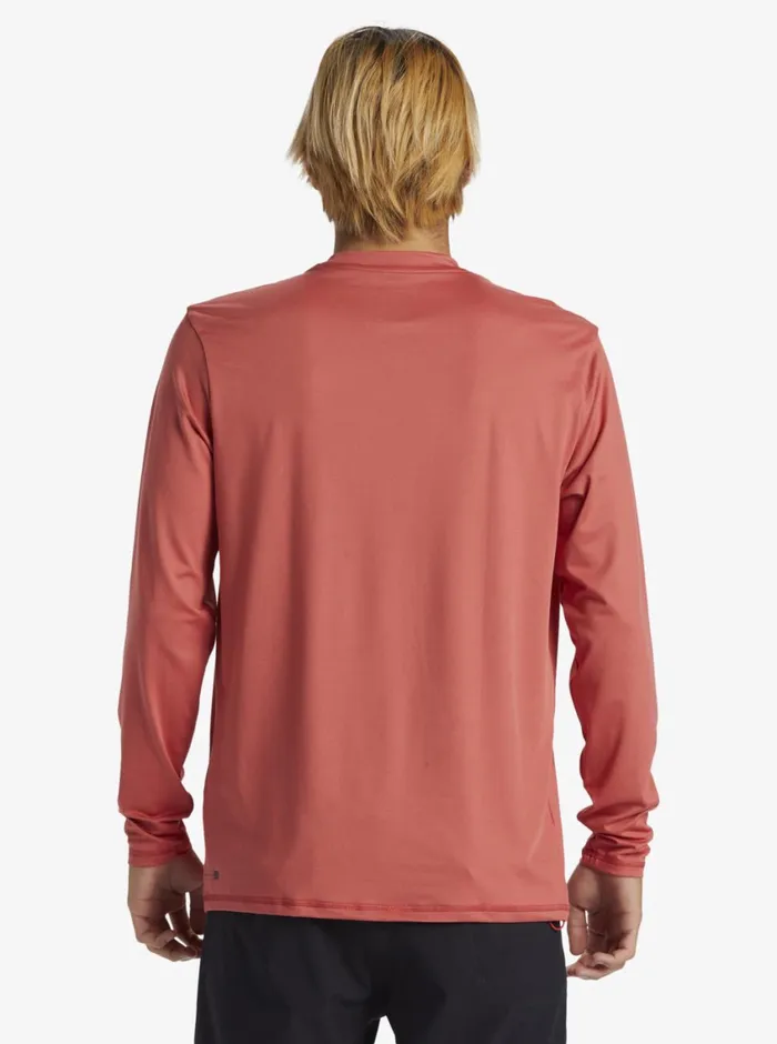 Quiksilver Solid Streak Long Sleeve UPF 50 Surf Tee Mineral Red Mens Rashguards Quiksilver Solid Streak Long Sleeve UPF 50 Surf Tee Mineral Red Mens Rashguards
