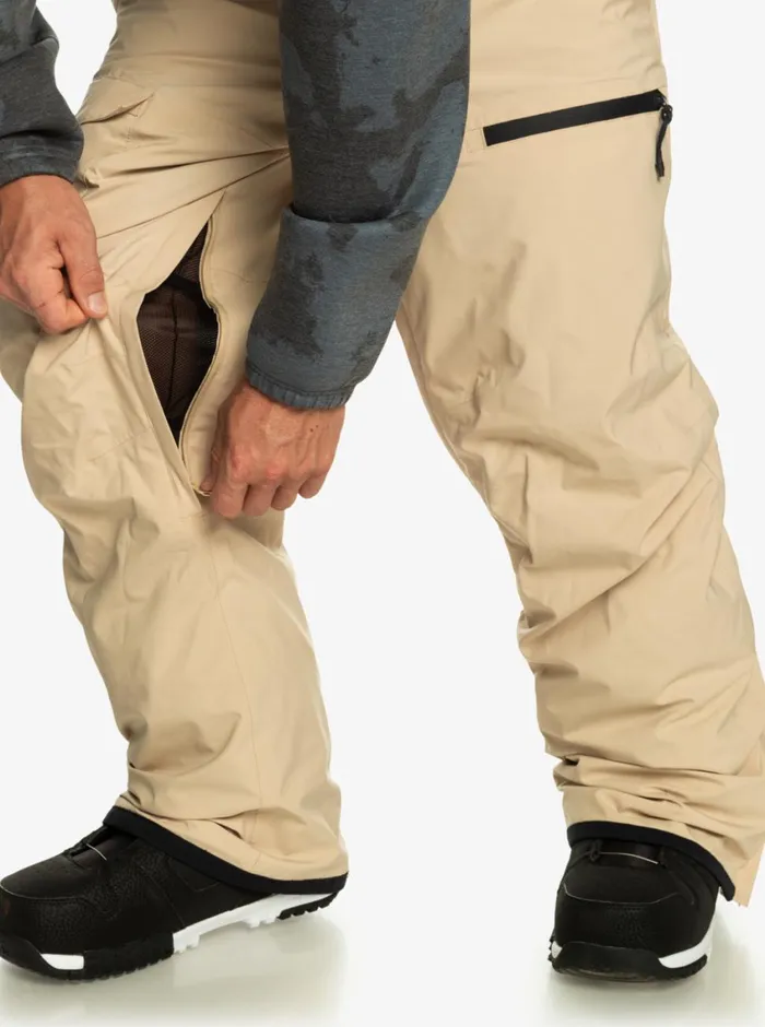 Quiksilver Utility Technical Snow Bib Pants Pale Khaki Mens Snow Pants