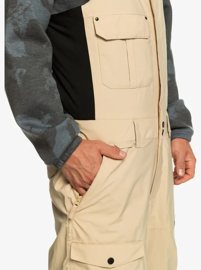 Quiksilver Utility Technical Snow Bib Pants Pale Khaki Mens Snow Pants