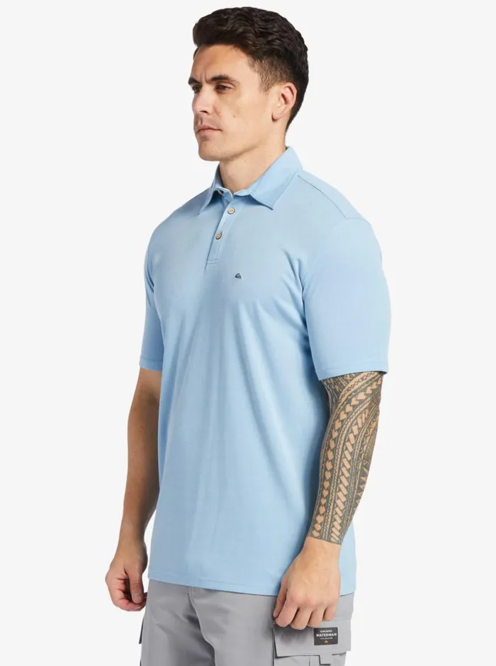 Quiksilver Waterpolo Short Sleeve Polo Shirt Dusk Blue MensWaterman Shirts and Polos Quiksilver Waterpolo Short Sleeve Polo Shirt Dusk Blue MensWaterman Shirts and Polos