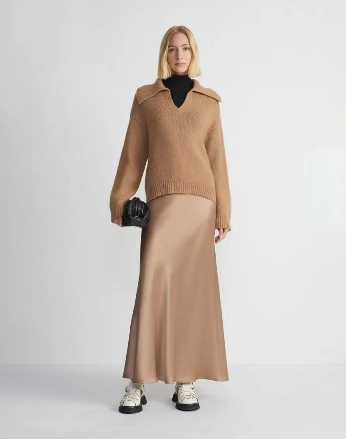 Ready To Wear Camel Hair Chainette Collared Sweater Camel Lafayette 148 New York Sweaters and Knits