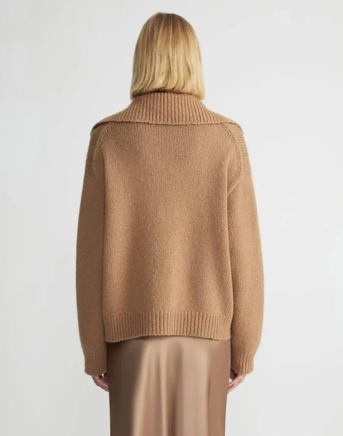 Ready To Wear Camel Hair Chainette Collared Sweater Camel Lafayette 148 New York Sweaters and Knits
