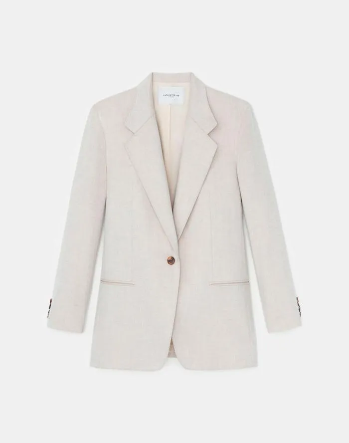 Ready To Wear CashmereWool Mlange SingleButton Blazer Oatmeal Melange Lafayette 148 New York Jackets and Blazers Ready To Wear CashmereWool Mlange SingleButton Blazer Oatmeal Melange Lafayette 148 New York Jackets and Blazers