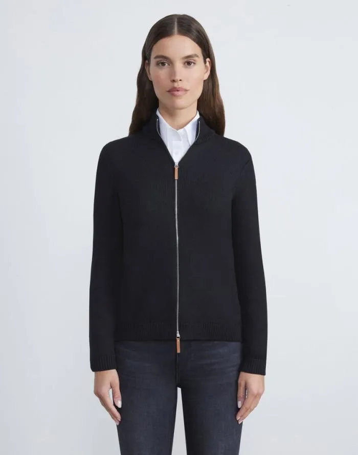 Ready To Wear CottonSilk Tape Knit Bomber Cloud Lafayette 148 New York Sweaters and Knits
