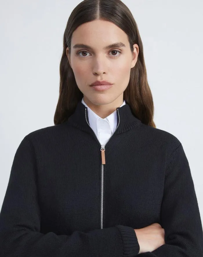 Ready To Wear CottonSilk Tape Knit Bomber Cloud Lafayette 148 New York Sweaters and Knits