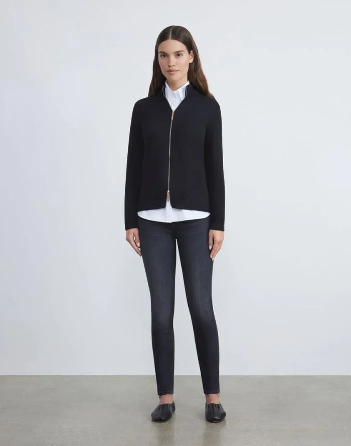 Ready To Wear CottonSilk Tape Knit Bomber Cloud Lafayette 148 New York Sweaters and Knits