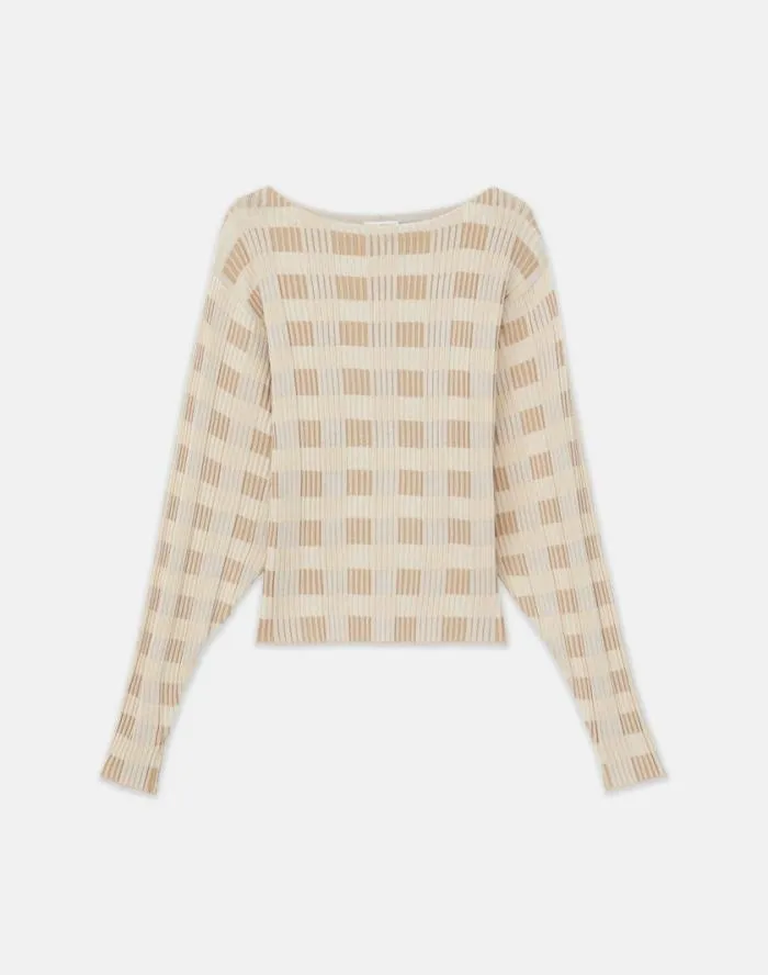 Ready To Wear Gingham Responsible Matte Crepe Blouson Sweater Dune Multi Lafayette 148 New York Sweaters and Knits Ready To Wear Gingham Responsible Matte Crepe Blouson Sweater Dune Multi Lafayette 148 New York Sweaters and Knits