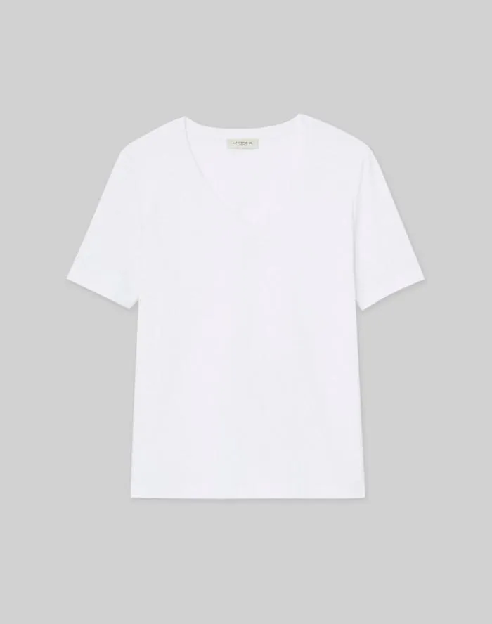 Ready To Wear LinenCotton Jersey VNeck Tee White Lafayette 148 New York Tops and Tees Ready To Wear LinenCotton Jersey VNeck Tee White Lafayette 148 New York Tops and Tees