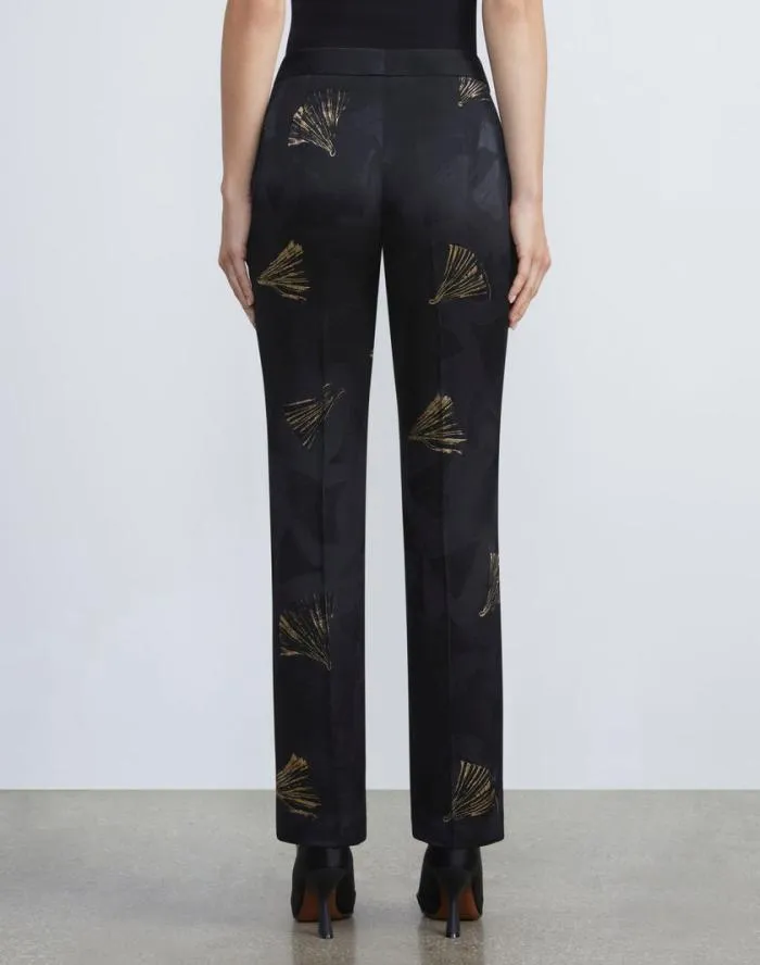 Ready To Wear Metallic Leafed Pages Jacquard Barrow Pant Black Multi Lafayette 148 New York Pants and Shorts