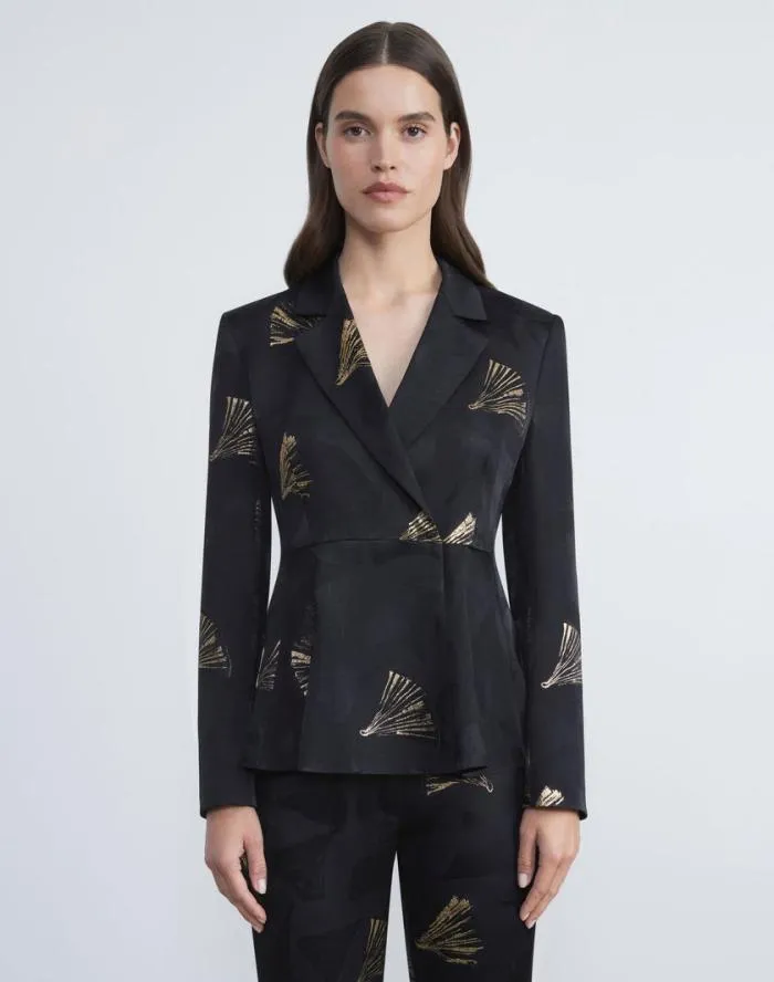 Ready To Wear Metallic Leafed Pages Jacquard Blazer Black Multi Lafayette 148 New York Jackets and Blazers