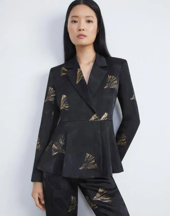 Ready To Wear Metallic Leafed Pages Jacquard Blazer Black Multi Lafayette 148 New York Jackets and Blazers