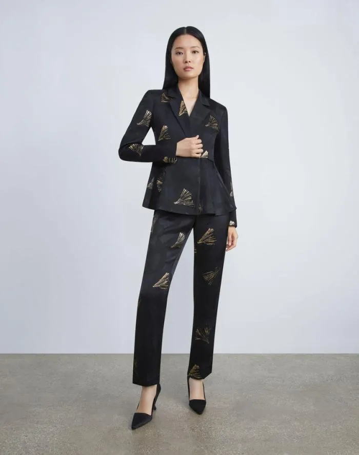 Ready To Wear Metallic Leafed Pages Jacquard Blazer Black Multi Lafayette 148 New York Jackets and Blazers