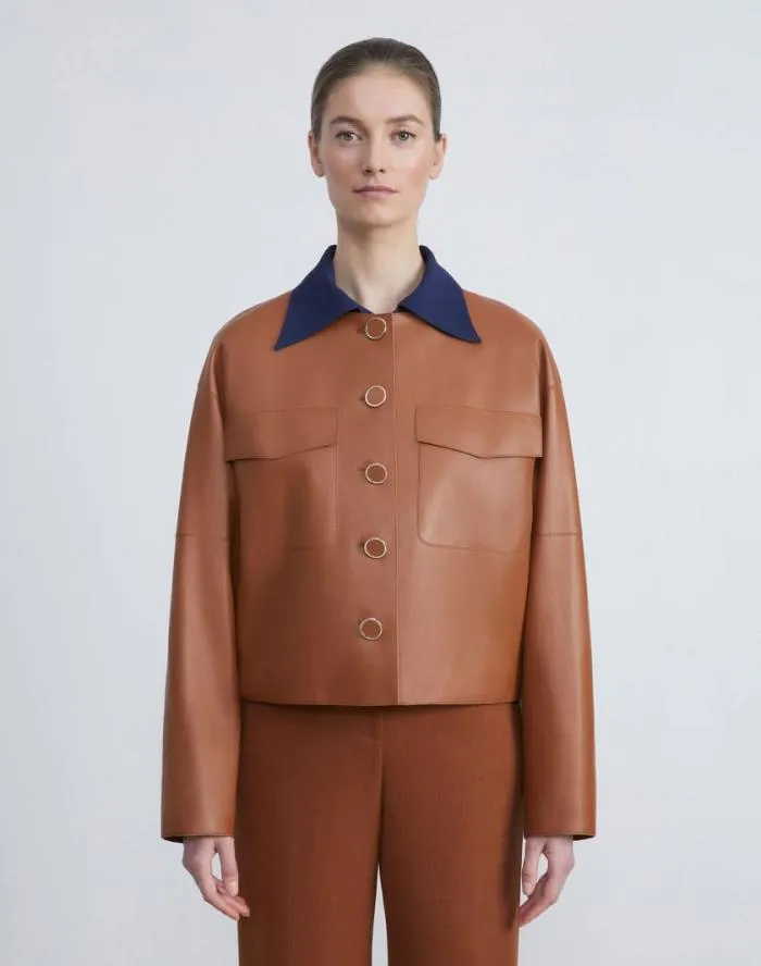 Ready To Wear Nappa Leather Quilted Jacket Copper Lafayette 148 New York Leathers and Suedes