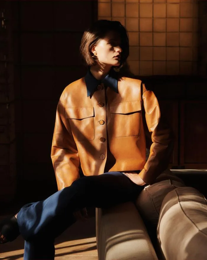 Ready To Wear Nappa Leather Quilted Jacket Copper Lafayette 148 New York Leathers and Suedes