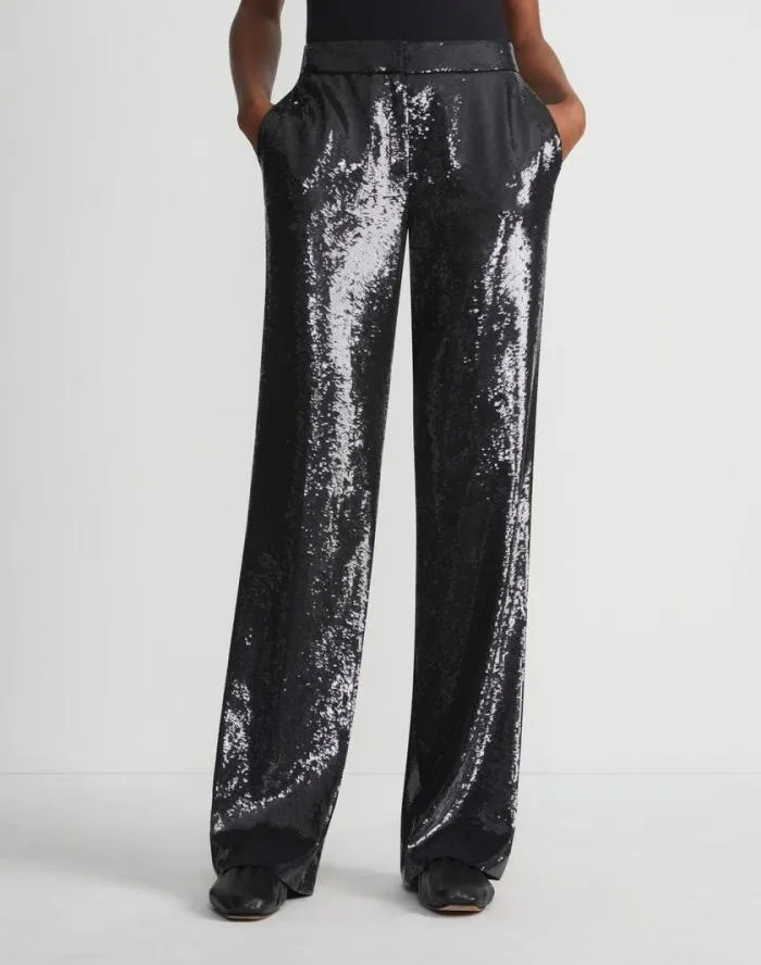 Ready To Wear Sequin Chiffon Gates Pant Black Lafayette 148 New York Pants and Shorts