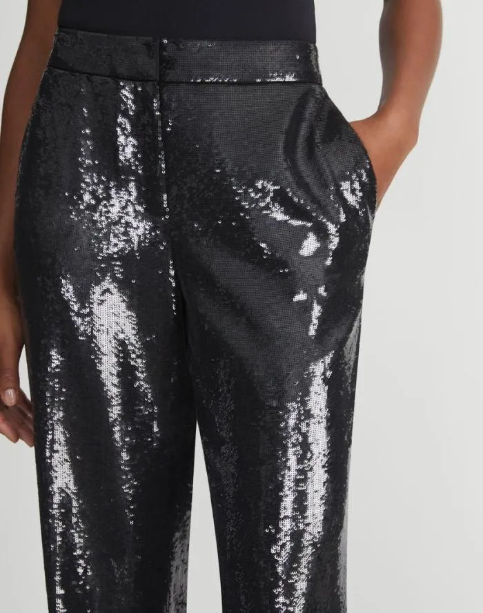 Ready To Wear Sequin Chiffon Gates Pant Black Lafayette 148 New York Pants and Shorts